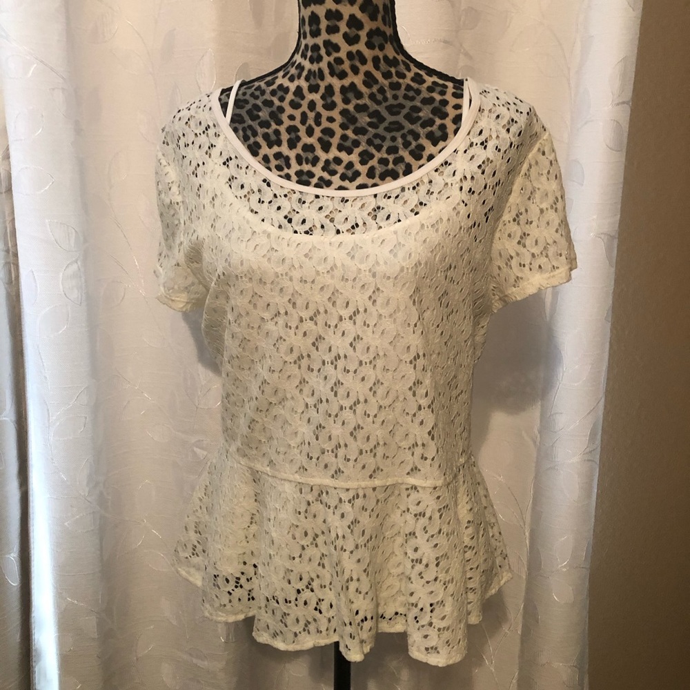 Lace off white DKNYC top